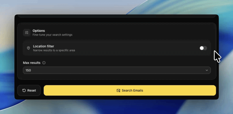 Select location for local business search